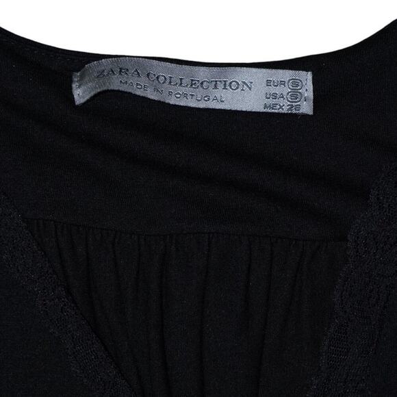 Zara Collection Black Lace Trim Long Sleeve Wrap Top – Size Small –  Portugal - Picture 10 of 10
